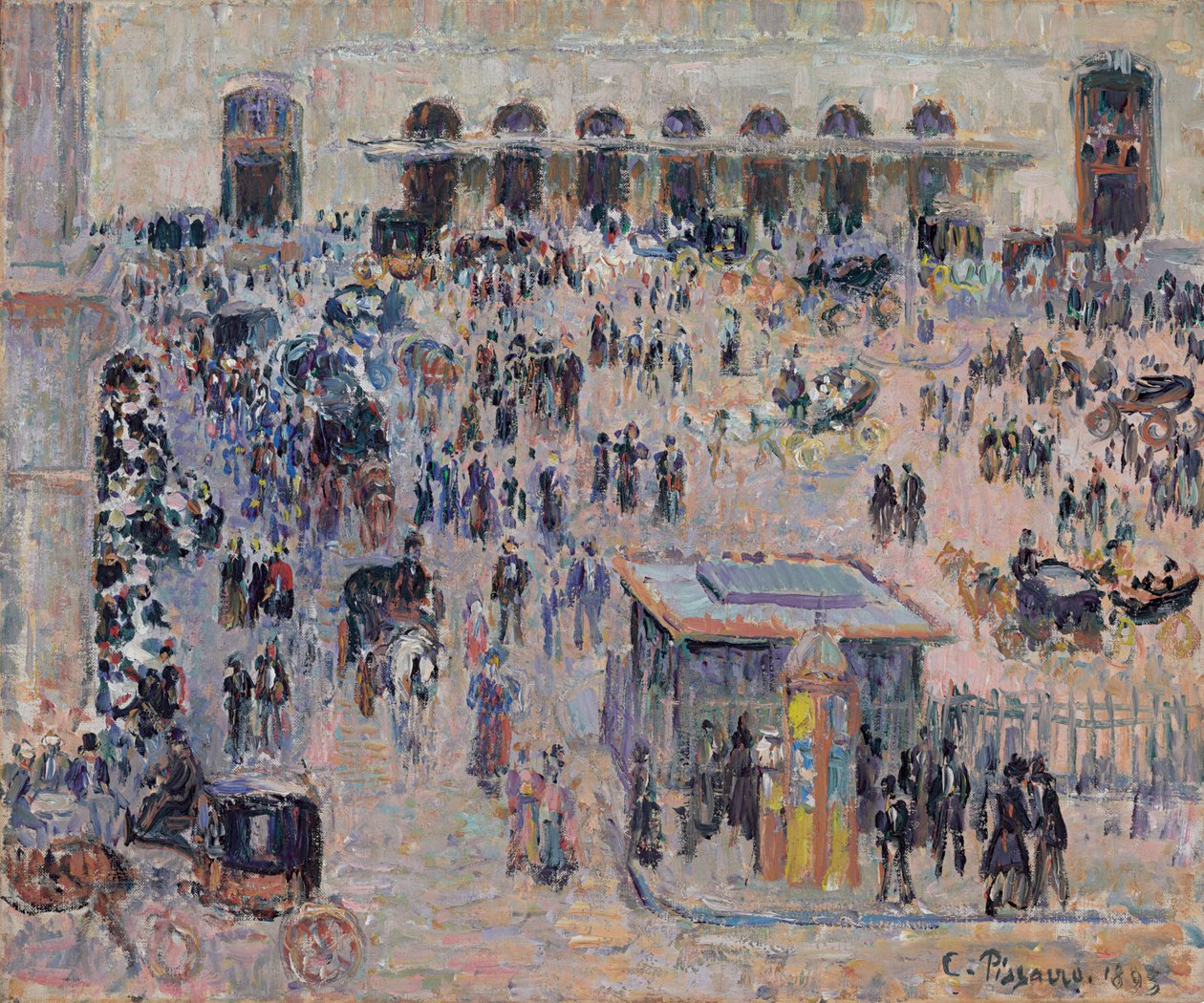 アーブル広場とサンラザール駅、1893年 作： カミーユ・ジェイコブ・ピサロ