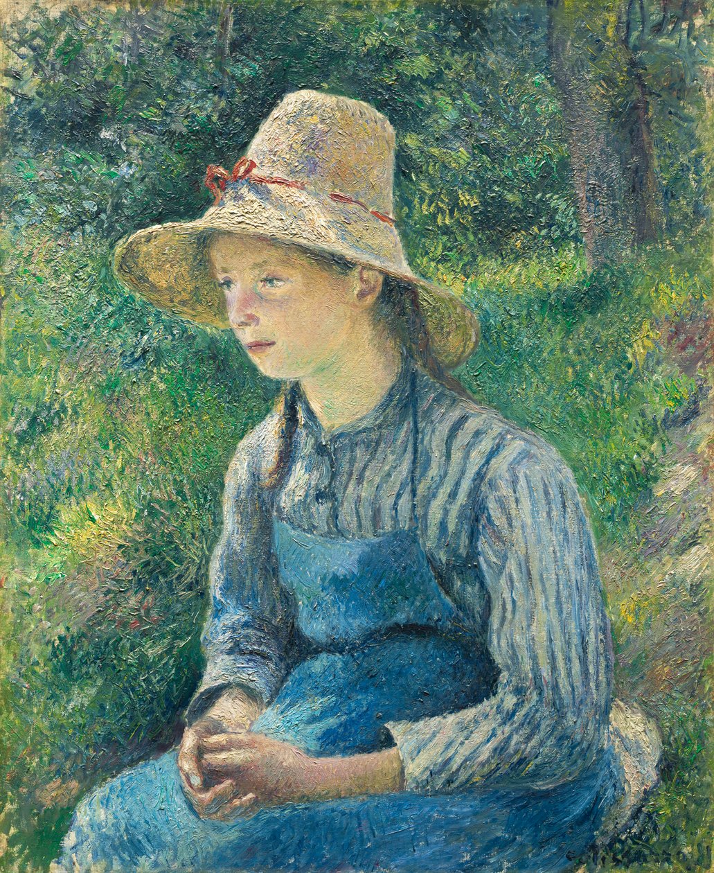 麦わら帽子を持つ農民の少女、1881 作： カミーユ・ジェイコブ・ピサロ