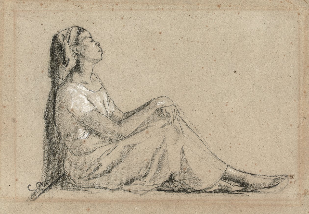 Jovem negra sentada, 1855-7 作： カミーユ・ジェイコブ・ピサロ