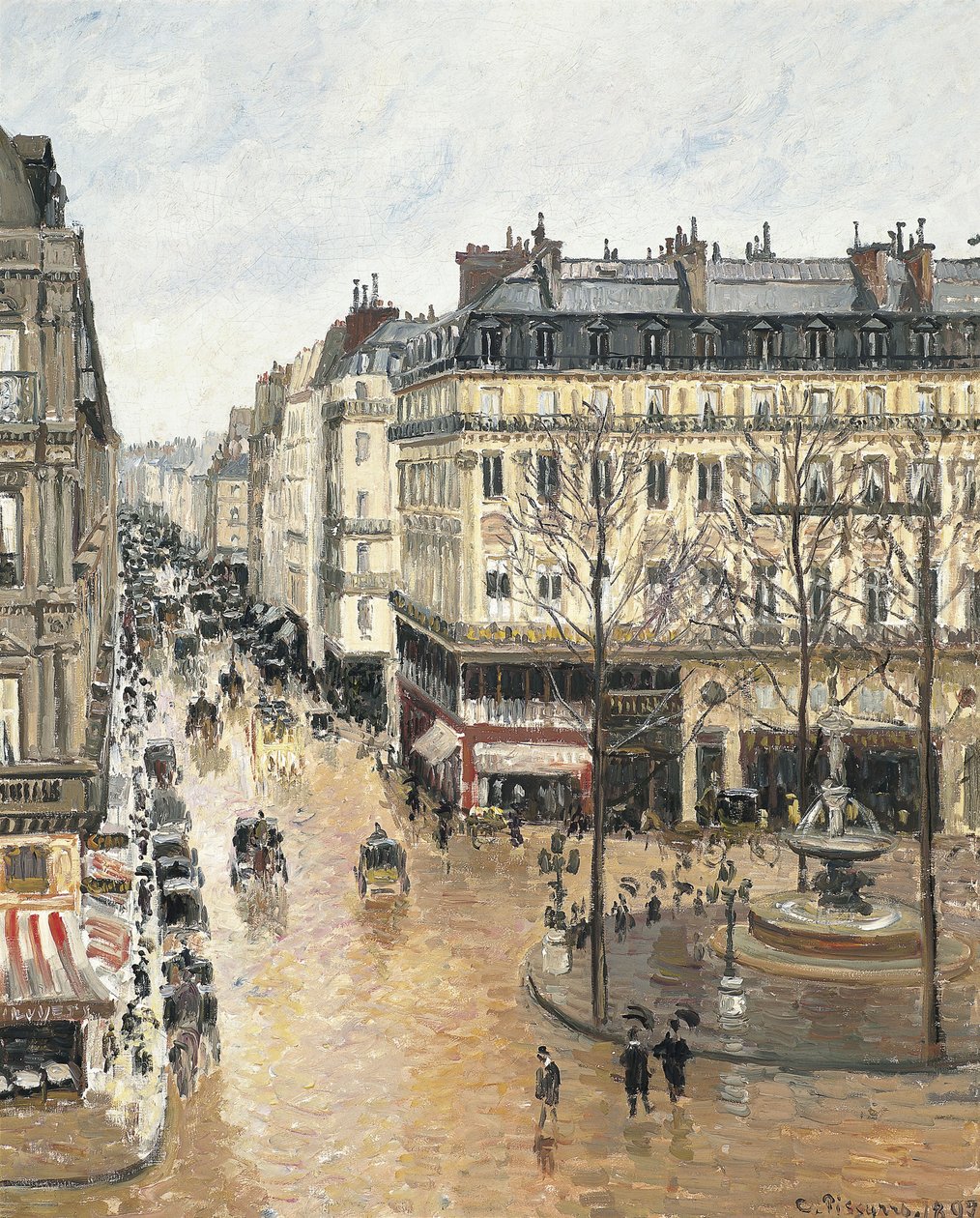 フランス語：サントノーレ通り、 Après-midi, Effet de Pluie 午後のサントノーレ通り。雨の影響 作： カミーユ・ピサロ
