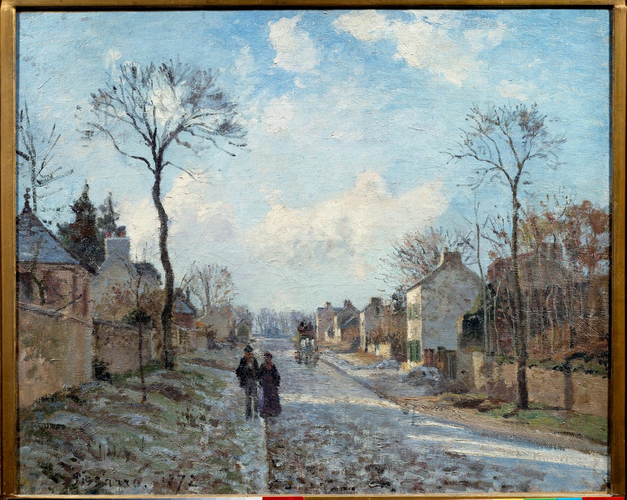 La route de Louveciennes カミーユ・ピサロ（1830-1903）の絵画 1872年 日 0,6x0,73 m パリ、オルセー美術館 作： カミーユ・ジェイコブ・ピサロ