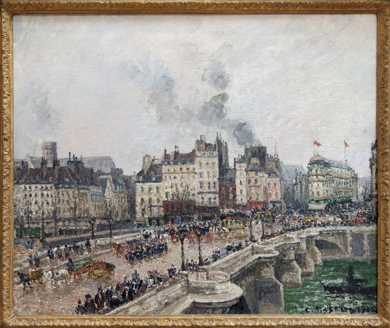 Le Pont Neuf、Camille Pissarro (1830-1903) によるキャンバスの油絵