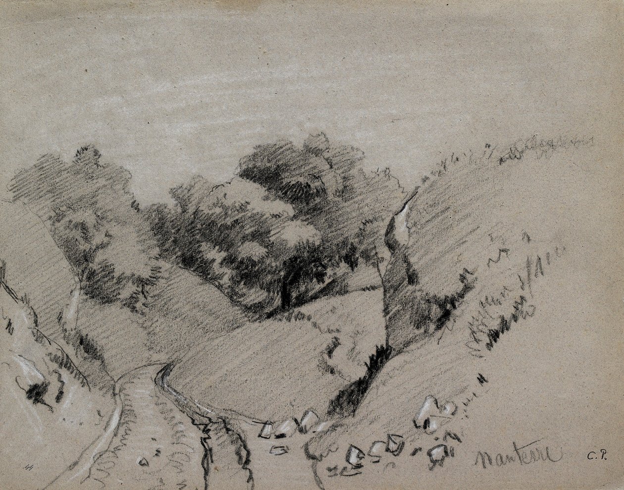 ナンテール、c1860 作： カミーユ・ピサロ
