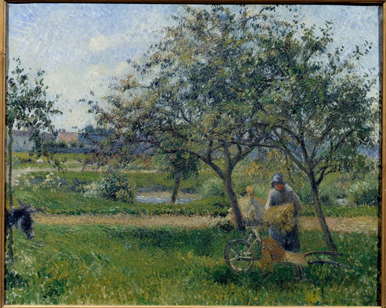手押し車、果樹園 カミーユ・ピサロ（1830-1903）の絵画 1881年頃。日。0.54x0.65 m パリ、オルセー美術館 作： カミーユ・ジェイコブ・ピサロ