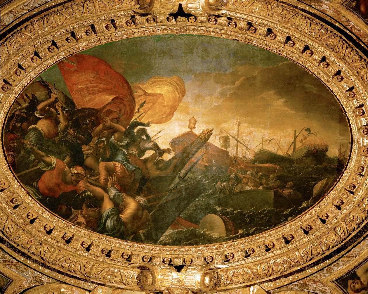 1265年、シチリア島トラーパニ近郊でのヴェネツィア人とジェノヴァ人の海戦（油彩・カンヴァス） 作： 