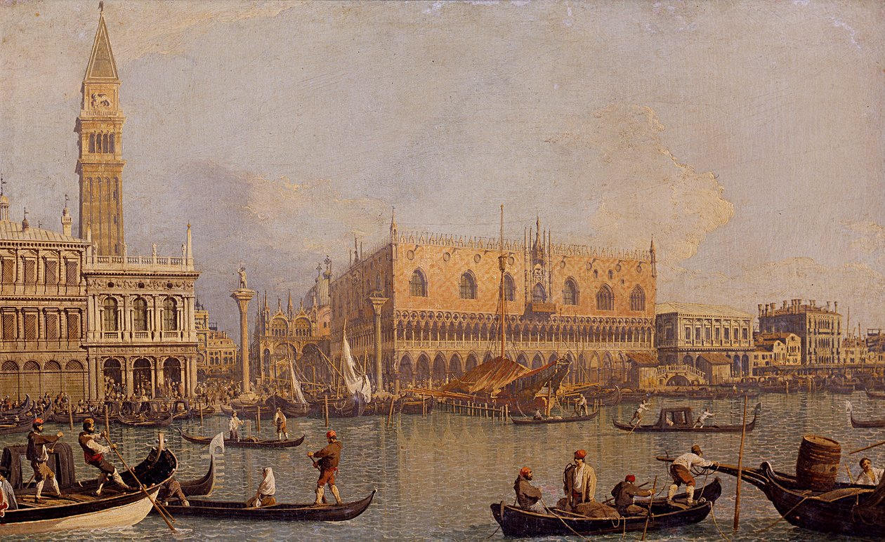 イタリア語： Veduta del Palazzo Ducale di Venezia ヴェネツィアのドゥカーレ宮殿の眺め 作： カナレット