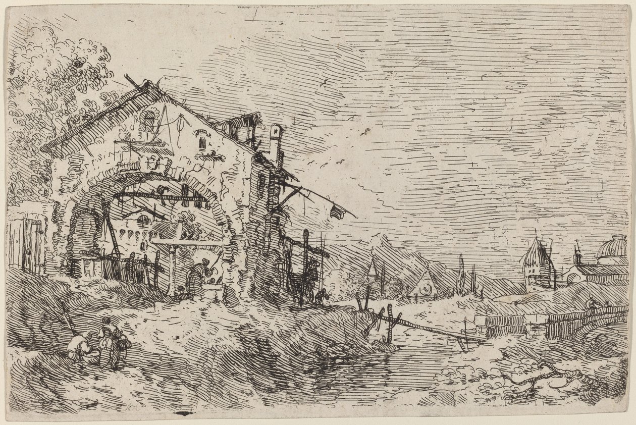 井戸にいる女性のいる風景、c. 17351746。 作： カナレット
