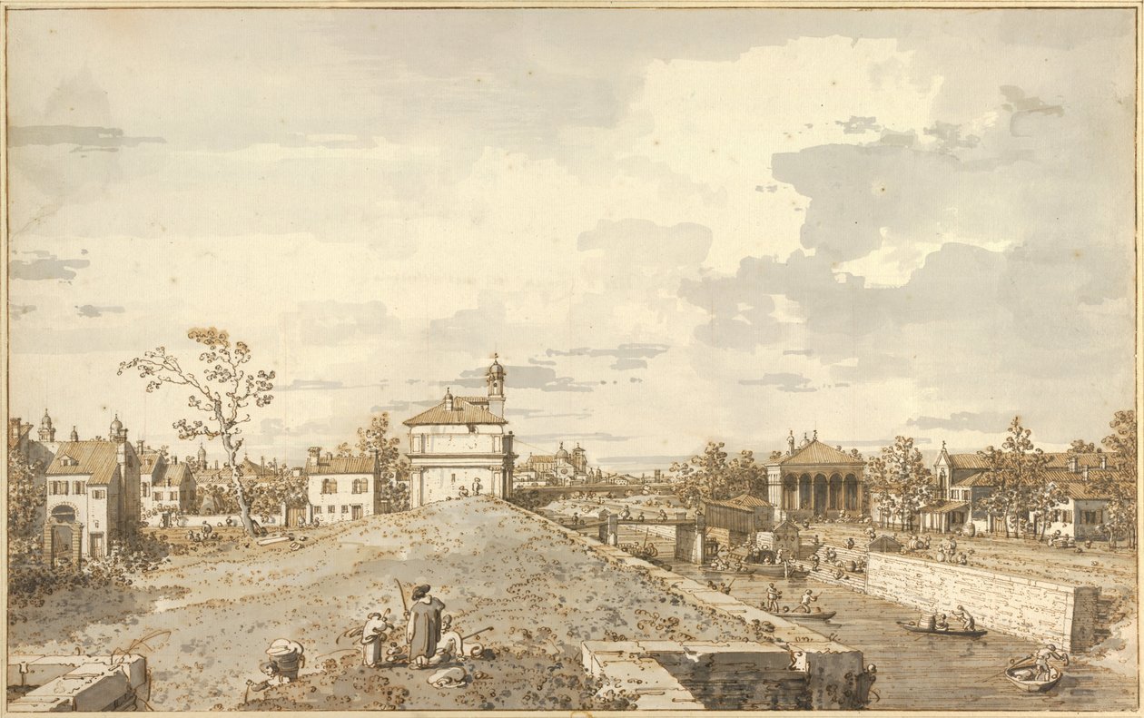 パドヴァのブレンタ運河とポルタ・ポルテッロ、1740-1743年 作： カナレット