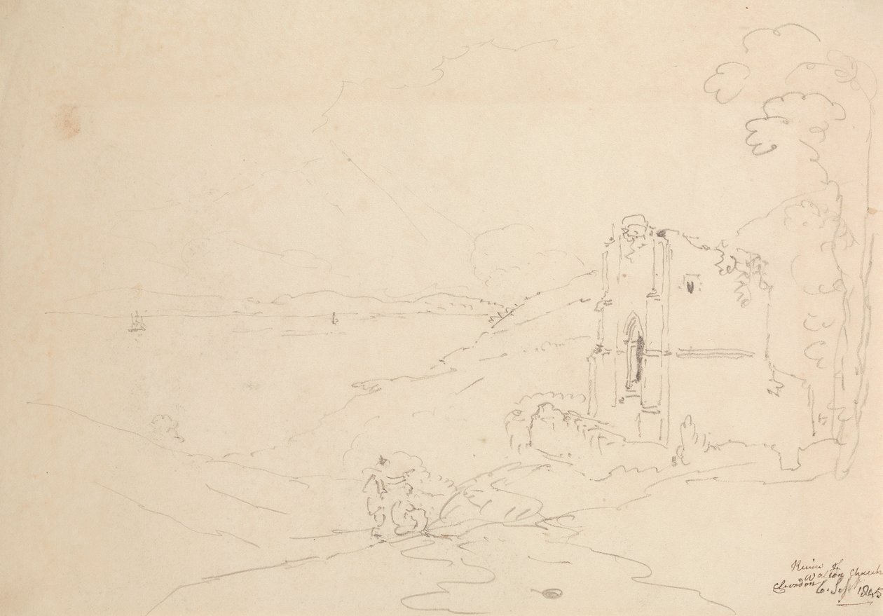 Ruínas de Walton Church, Clevedon, 6 de setembro de 1845 作： キャプテン。トーマス・ヘイスティングス