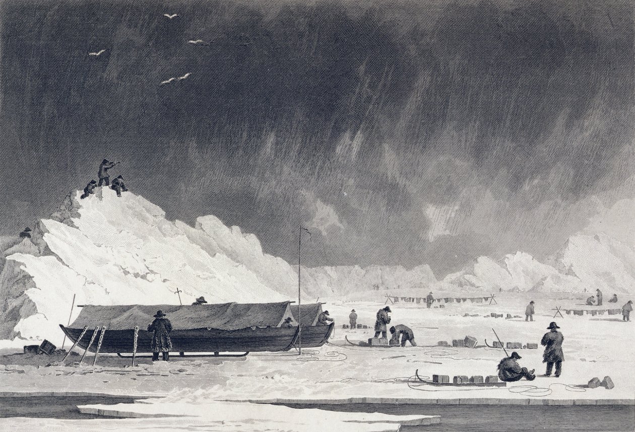 ボートは、1824-25年にHMのShips Hecla and Fで行われた「大西洋から太平洋への北西航路の発見のための第3航海日記」から夜にかけて運ばれました。 作： キャプテンジョージフランシスリヨン