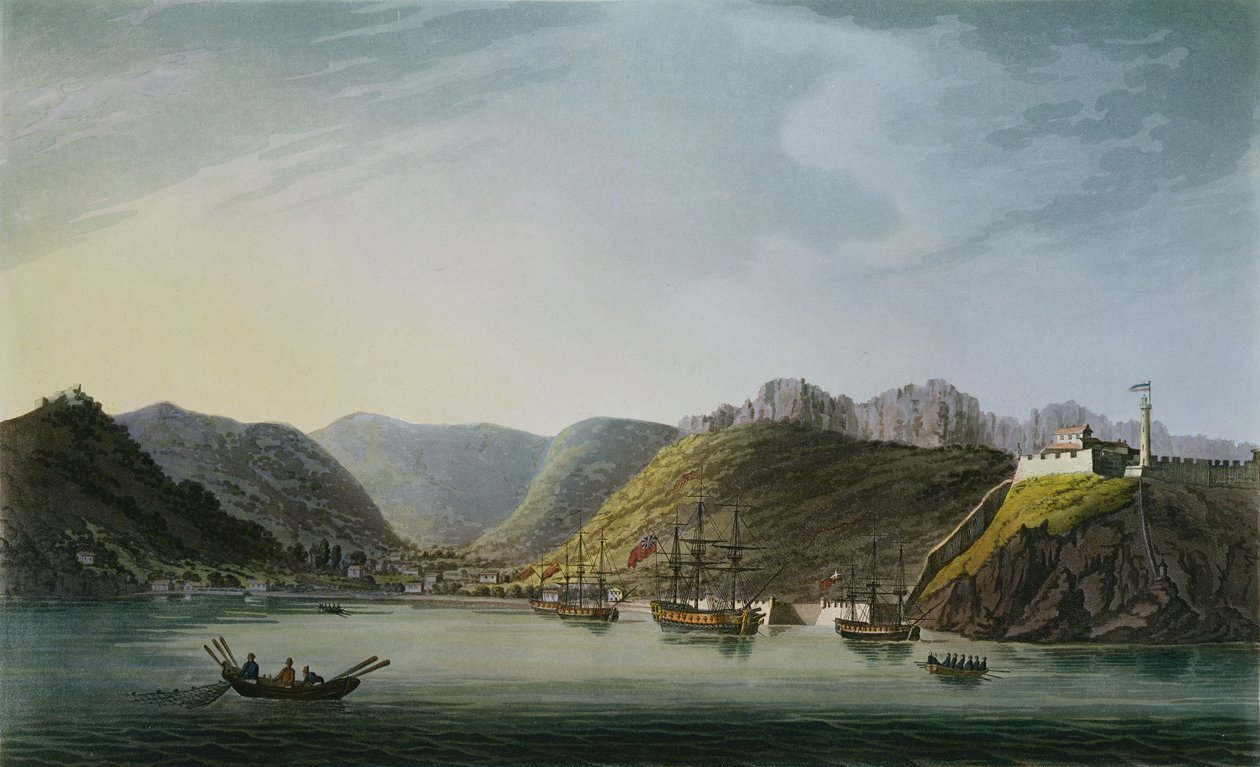 1814年4月にJ.ダニエルから出版されたフランシスジュークス（1747-1812）によって彫刻されたエルバのポルトフェライオベイの西側の景色 作： キャプテンジェームズウィアー