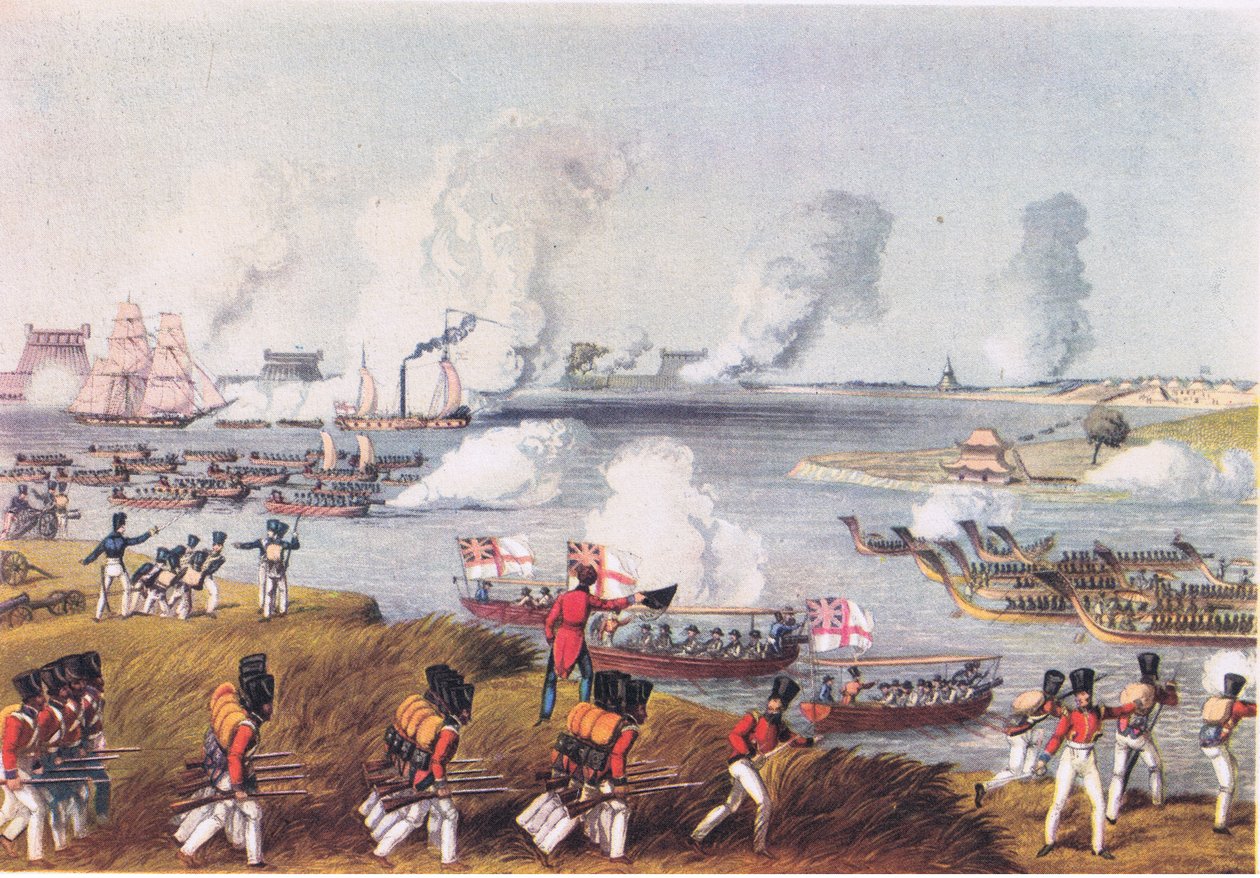 1825年3月17日、ビルマの海軍と軍事部隊、1947年、コリンズ発行のブリティッシュアドベンチャー 作： キャプテンRNソーントン