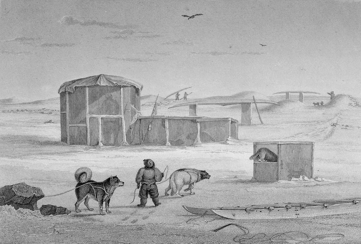 氷で造られたエスキモーの家、イグルーリク、1822年、ウィリアムによる「大西洋から太平洋への北西航路の発見のための航海日誌」（1821〜22〜23年に実施） 作： キャプテンジョージフランシスリヨン