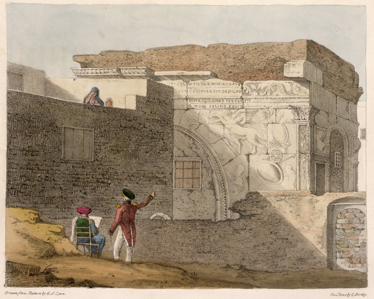ジョージハーレー（1791-1871）1821によって彫刻された「北アフリカの旅の物語」からのトリポリンアーチ、トリポリ、プレート4 作： キャプテンジョージフランシスリヨン