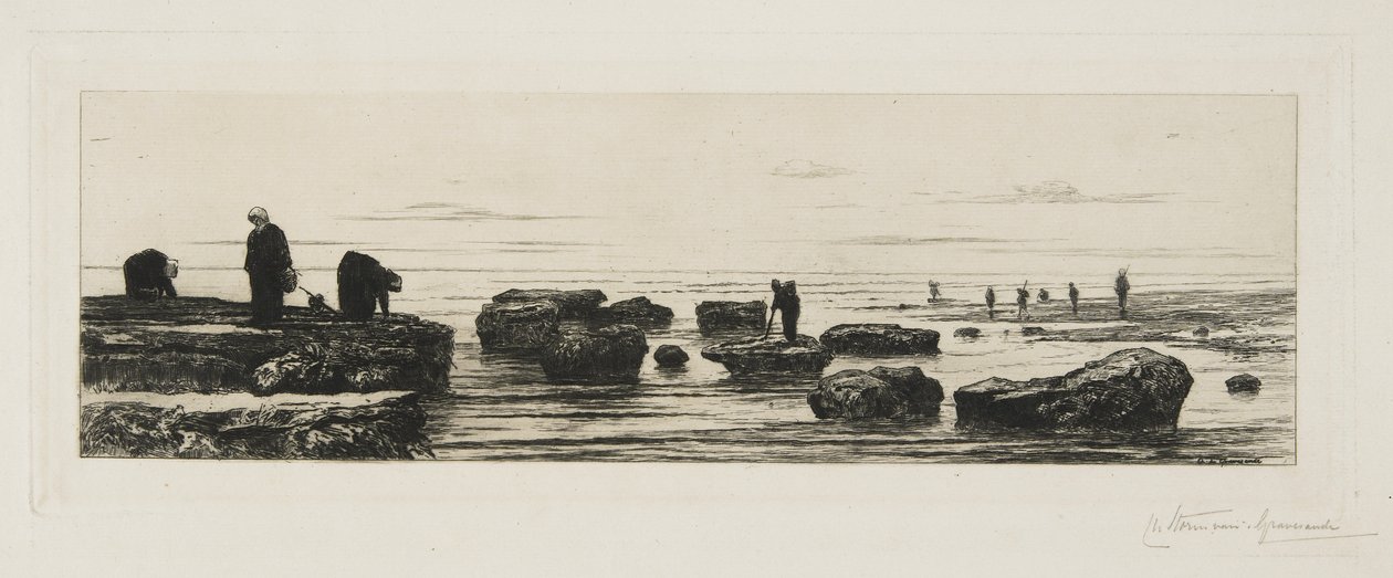 Veulesの海藻採集者c。 1885 作： カレル・ニコラス・ストーム・ヴァンのグラベサンデ