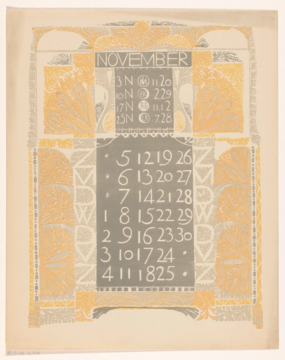 Kalenderblatt November 1899 作： カレル・アドルフ・ライオン・カシェ