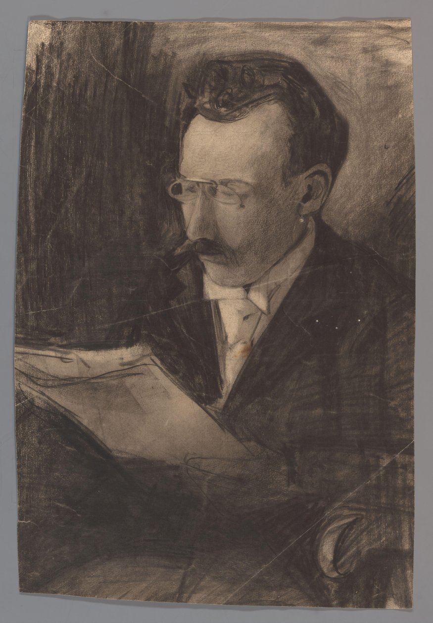 読書をしている男性の肖像画 作： カレル・アドルフ・ライオン・カシェ