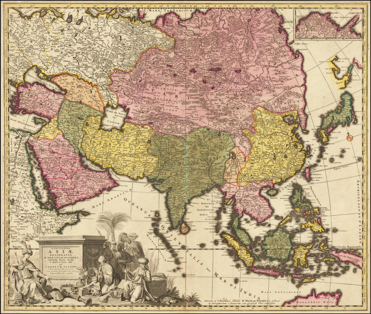 カロルス・アラードによる1695年のアジア地図 作： カレル・アラード