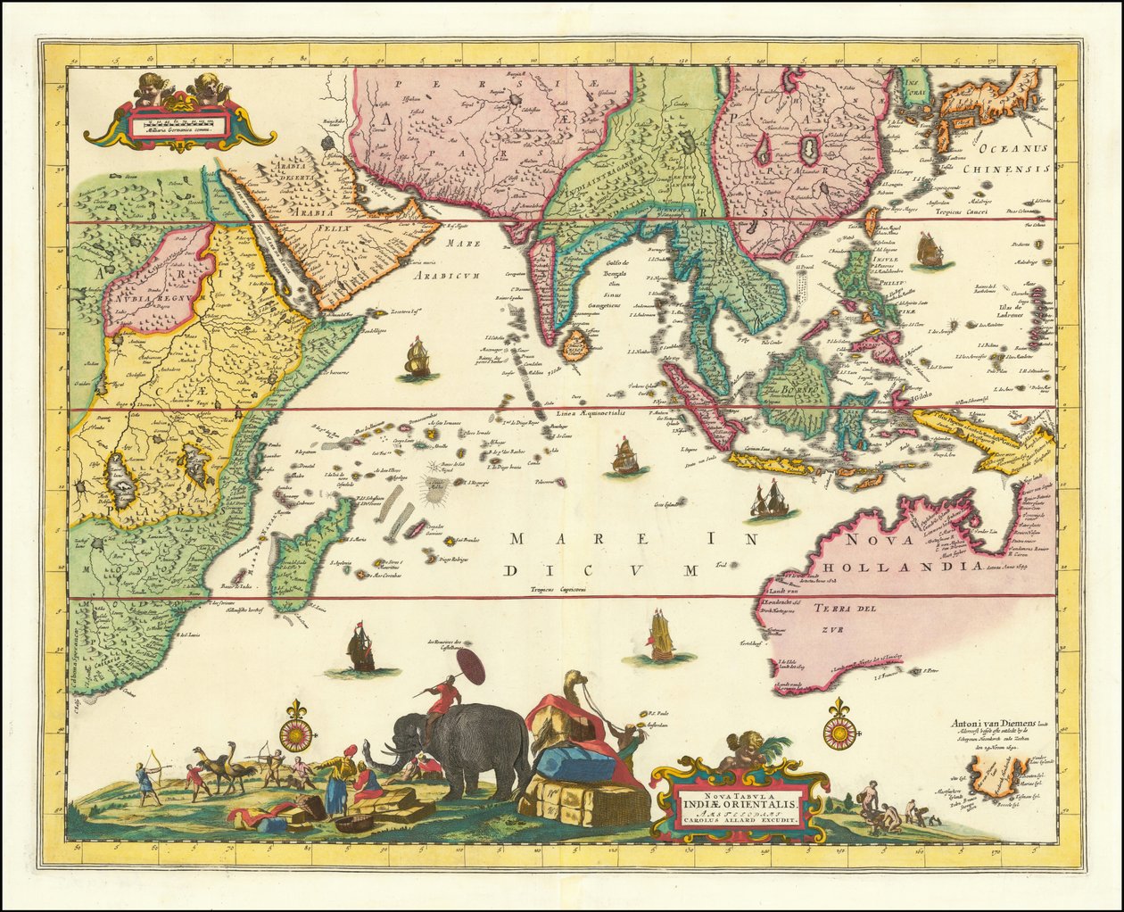 アラールによるインド洋を中心とした17世紀の地図 作： カレル・アラード
