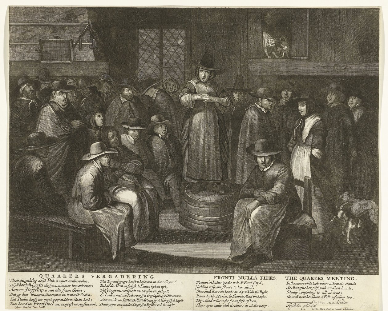 イギリスのクエーカー教徒の漫画、1656 年頃 クエーカー会議 / Fronti Nulla Fides / クエーカー会議 (オブジェクトのタイトル) 作： カレル・アラード