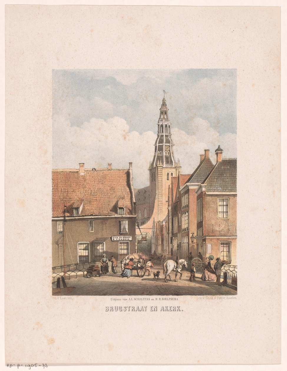 フローニンゲンの Brugstraat と Der Aa 教会 Brugstraat と Akerk (オブジェクトのタイトル) 作： カレルクリスティアンアントニーラスト