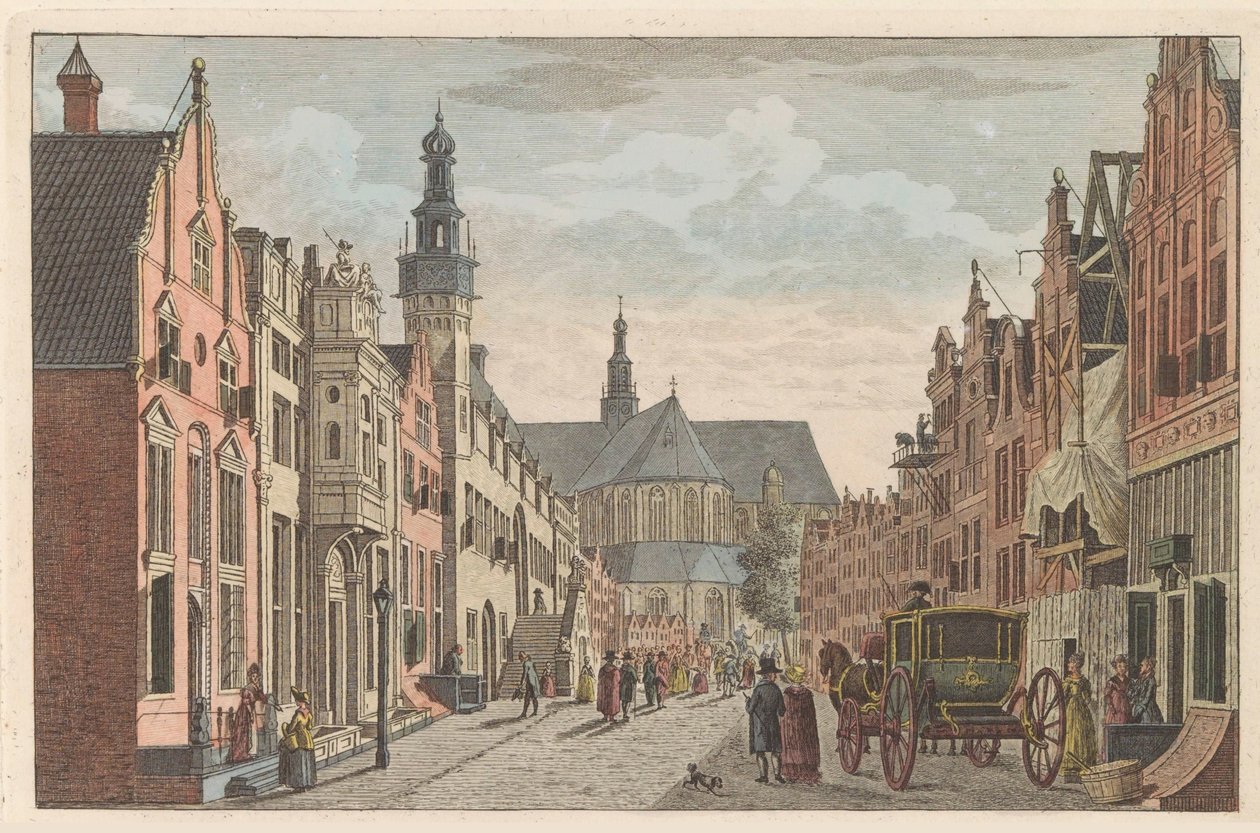 アルクマールのランゲ通り、1790年頃 Alkmaar の Langestraat、Town Hall、Grote Kerk / Rue longue - Hotel de Ville - et grande Eglise à Alkmaar (オブジェクトのタイトル) 作： キャレルフレデリクベンドルプ（I）
