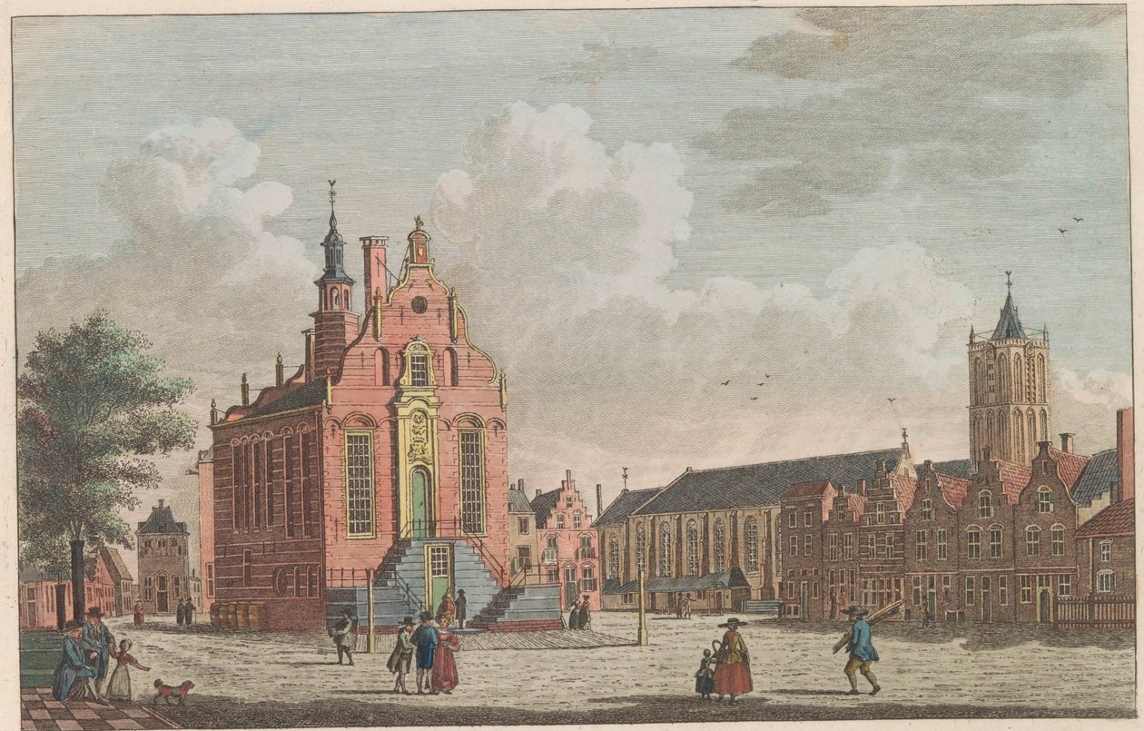 スキーダムの市場と市庁舎、1790年頃 スキーダムの市場と市庁舎 / Marché et hotel de ville à Schiedam (オブジェクトのタイトル) 作： キャレルフレデリクベンドルプ（I）