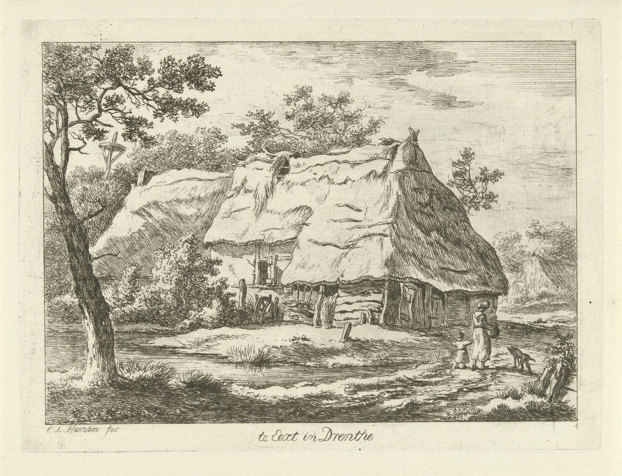 農場で子供を持つ女性 In Eext in Drenthe (オブジェクトのタイトル) 風景 (1-6) (連載タイトル) 作： カレル・ロデワイク・ハンセン