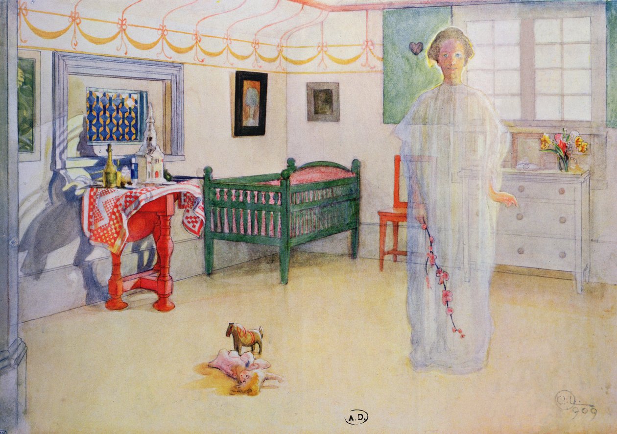 ゴーストや天使のイラスト、「エンプレーンソレイユ」、1910年 作： カール・ラーソン