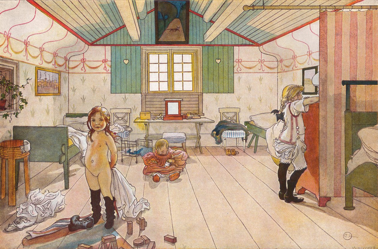 小さな女の子の寝室で 作： カール・ラーソン