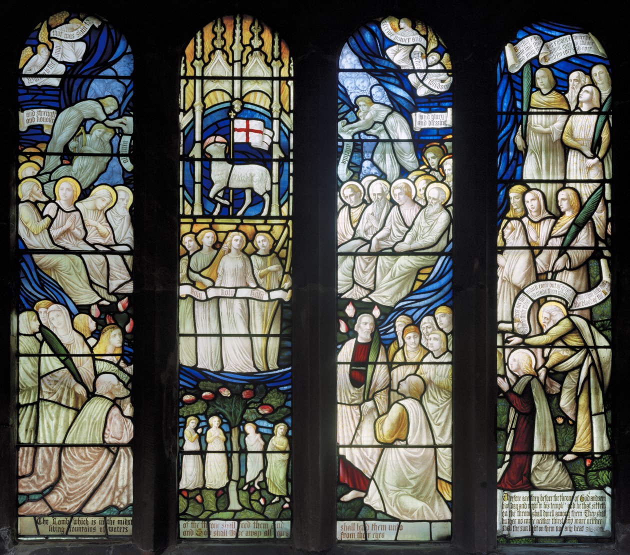 Grappenhall、St Wilfrids、Shrigley＆Hunt（1873-1982）、Carl Almquist、The Worship Of the Lamb、1886 作： カール・アルムキスト