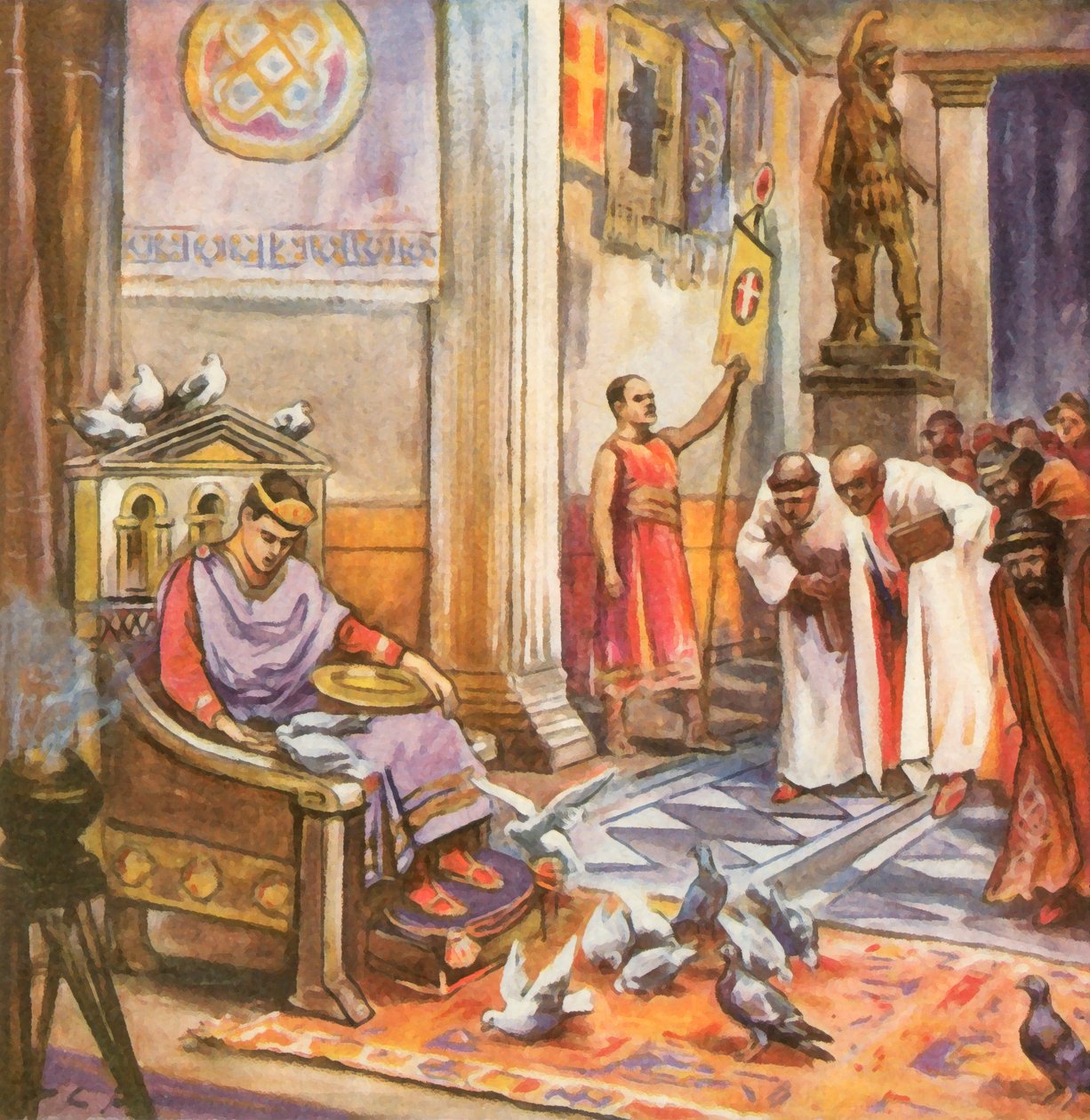 ラヴェンナの皇居にて（エンハンスド・カラーリトグラフ） 作： 