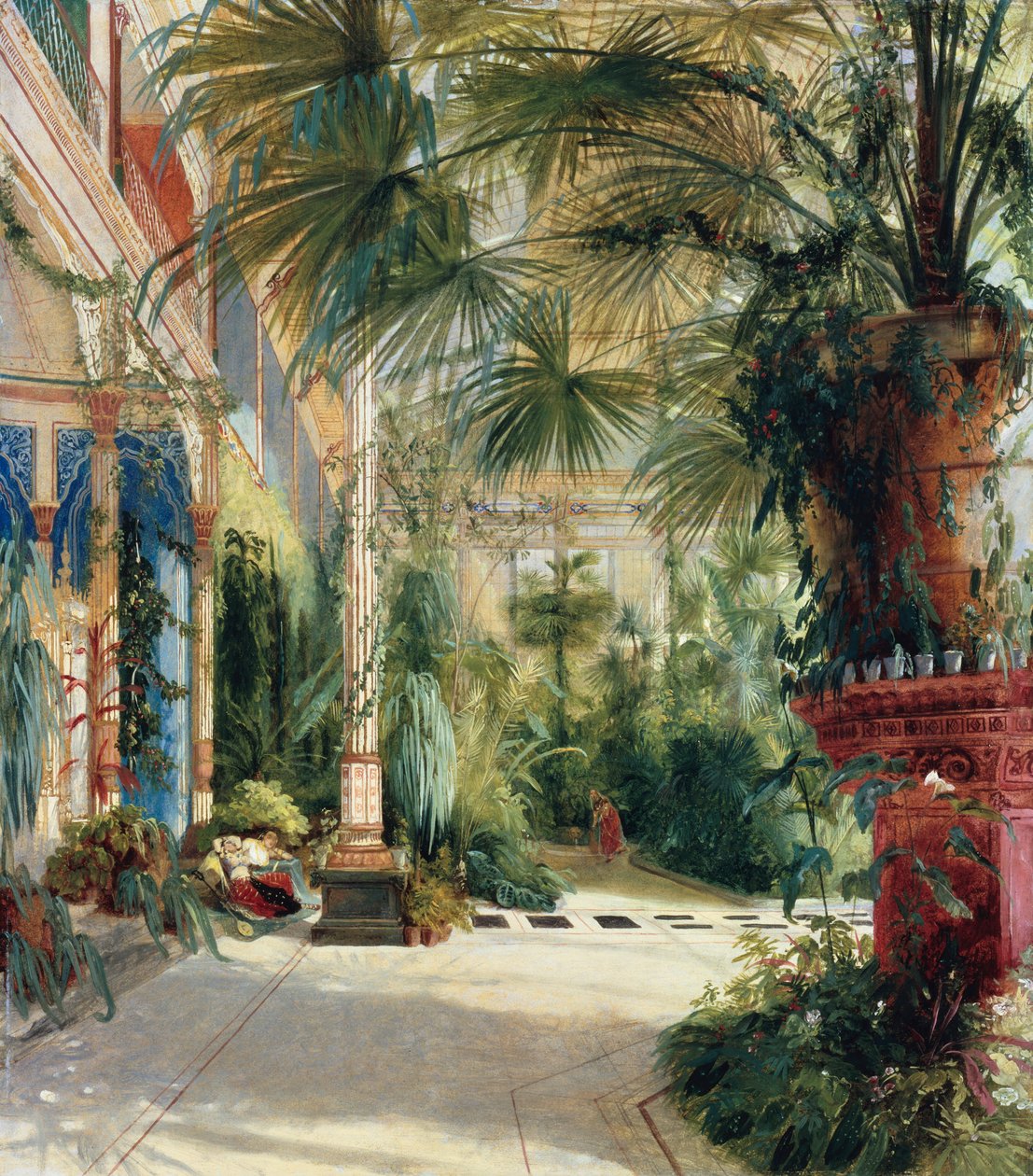 ドイツ語：Das Innere des Palmenhaus auf der Pfaueninsel パームハウスのインテリア 作： カール・ブレッヘン