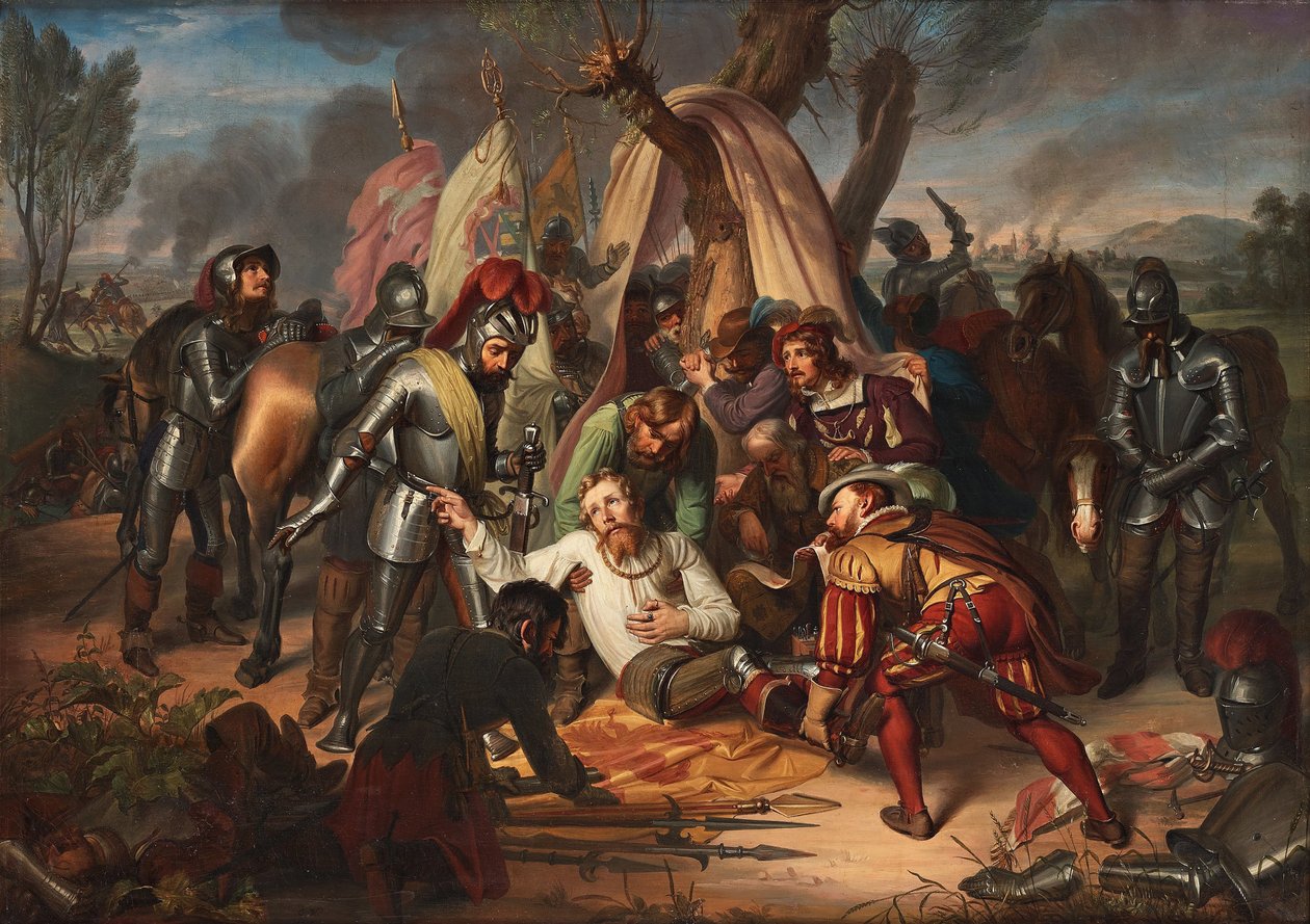 ザクセン選帝侯モーリス、ジーヴァースハウゼンの戦い、1553 年、1837 年。 作： VogelsteinのCarl Christian Vogel