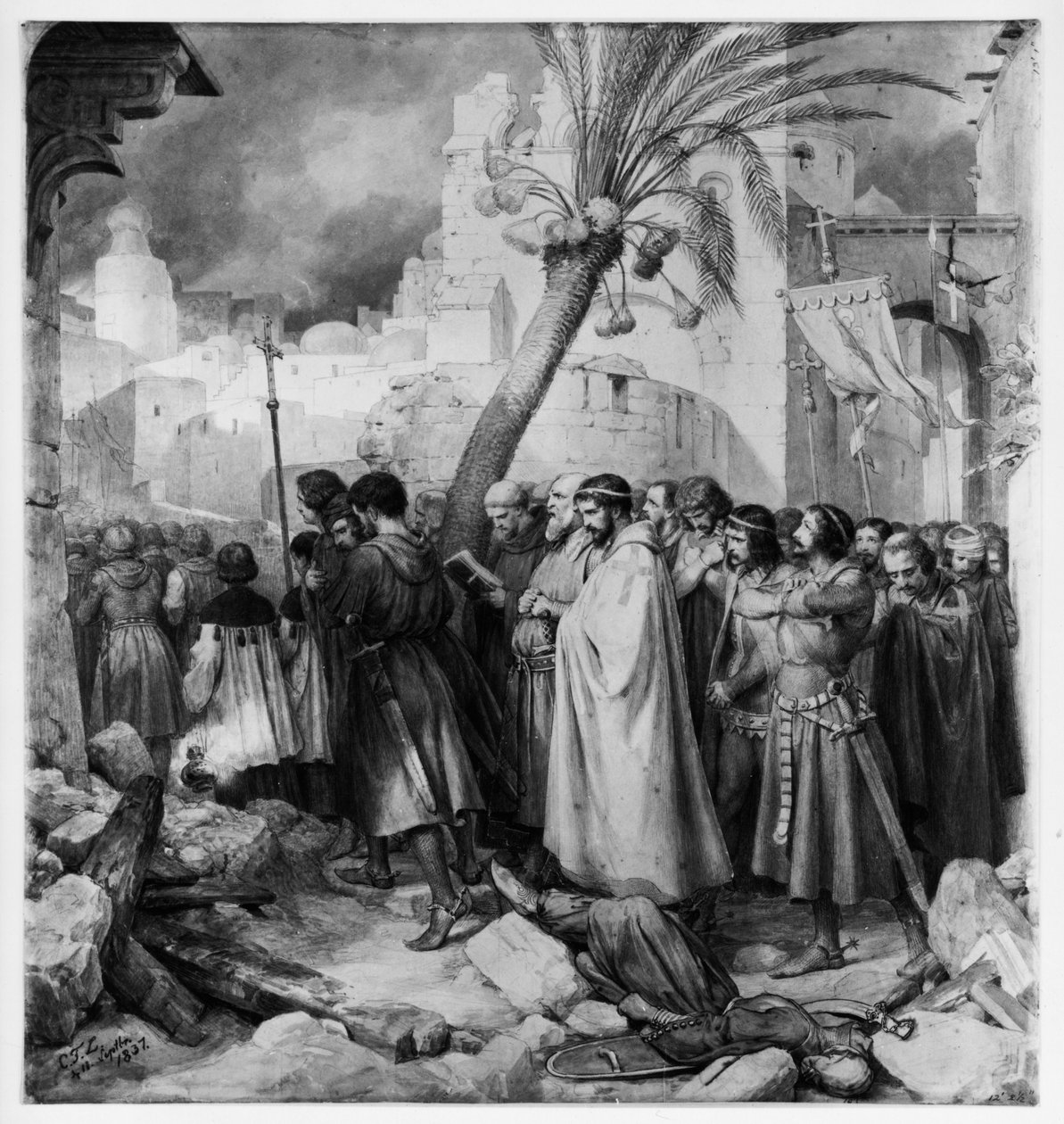 1099年、エルサレムの十字軍兵士の行列 作： カール・フリードリヒ・レッシング