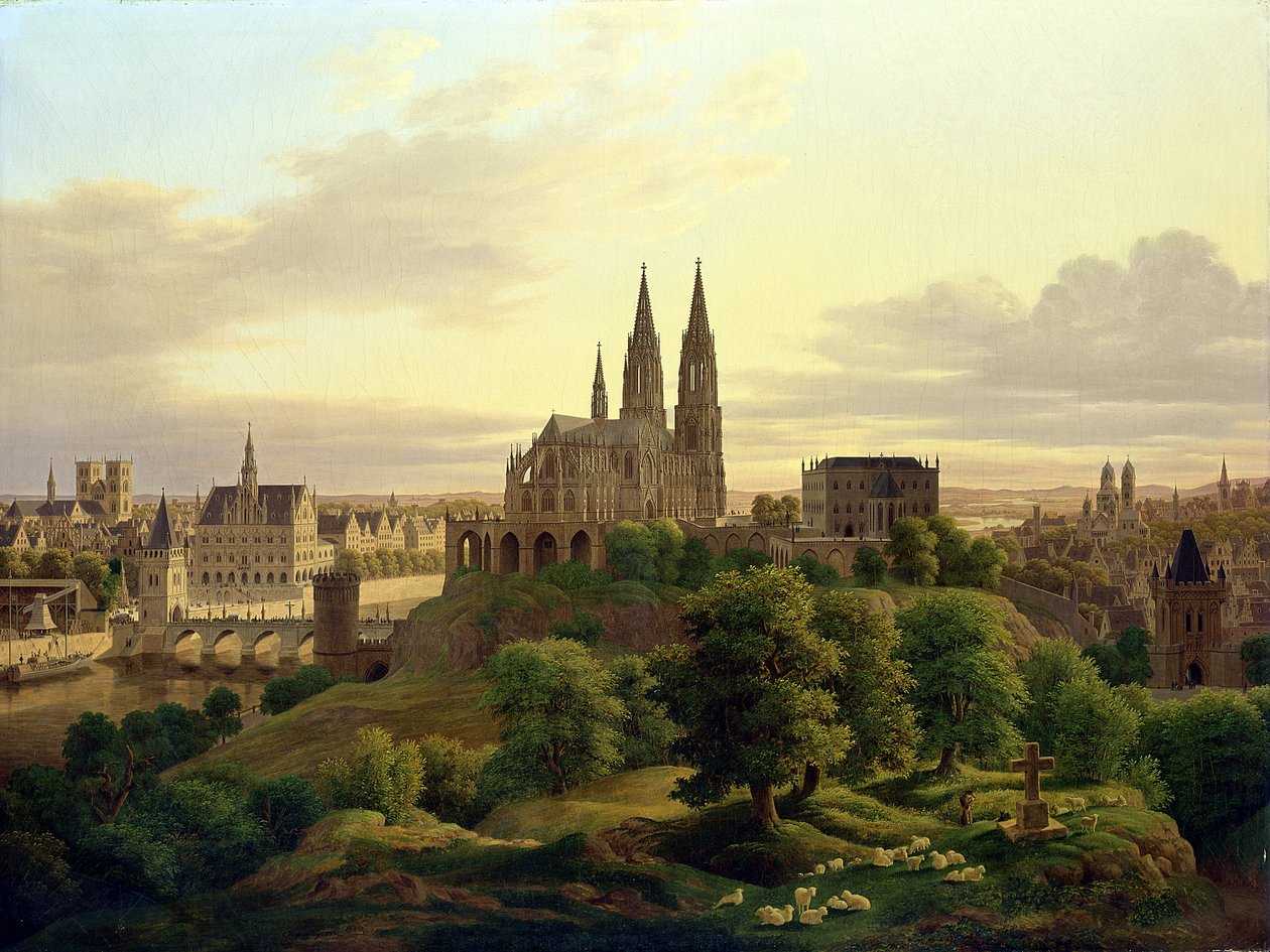 1830年、1830年の中世の町 作： カール・ゲオルク・アドルフ・ハーゼンプフルク