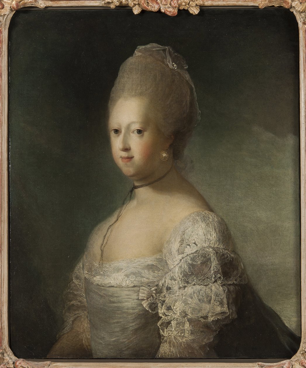 Caroline Mathilde de Hanovre, princesse de Grande Bretagne et reine consort de Danemark et Norvege - Caroline Matilda of Great Britain (1751-1775), Queen of Denmark, by Pilo, Carl Gustaf (1711-1793)の肖像。キャンバスに油彩。サイズ：76x63 cm。国名 作： カールグスタフピロ