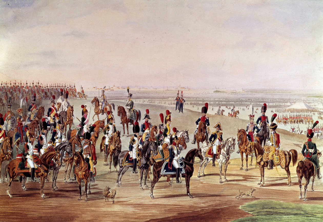 フランス騎兵隊の全体像、1809年頃 Wilhem von Kobell (1766-1855)の後にCarl-Heinrich Rahl (1779-1843)が描いたもの。薄い。0.49×0.7m パリ、軍隊博物館 作： カールハインリッヒラール