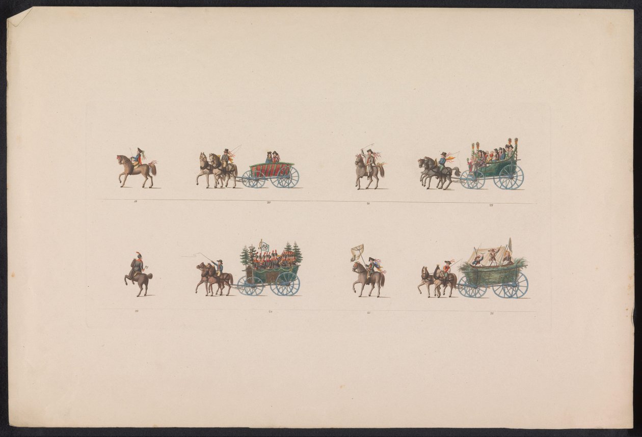 Optocht bij het huwelijk van Prinses Sophie、1842 年（広場 3） ザクセン州ワイマール＝アイゼナハ大公カール・アレクサンダーと世襲公爵夫人ソフィーの幸せな到着を祝うために行われたテューリンゲンの農民の結婚式の思い出 作： カール・ヘス