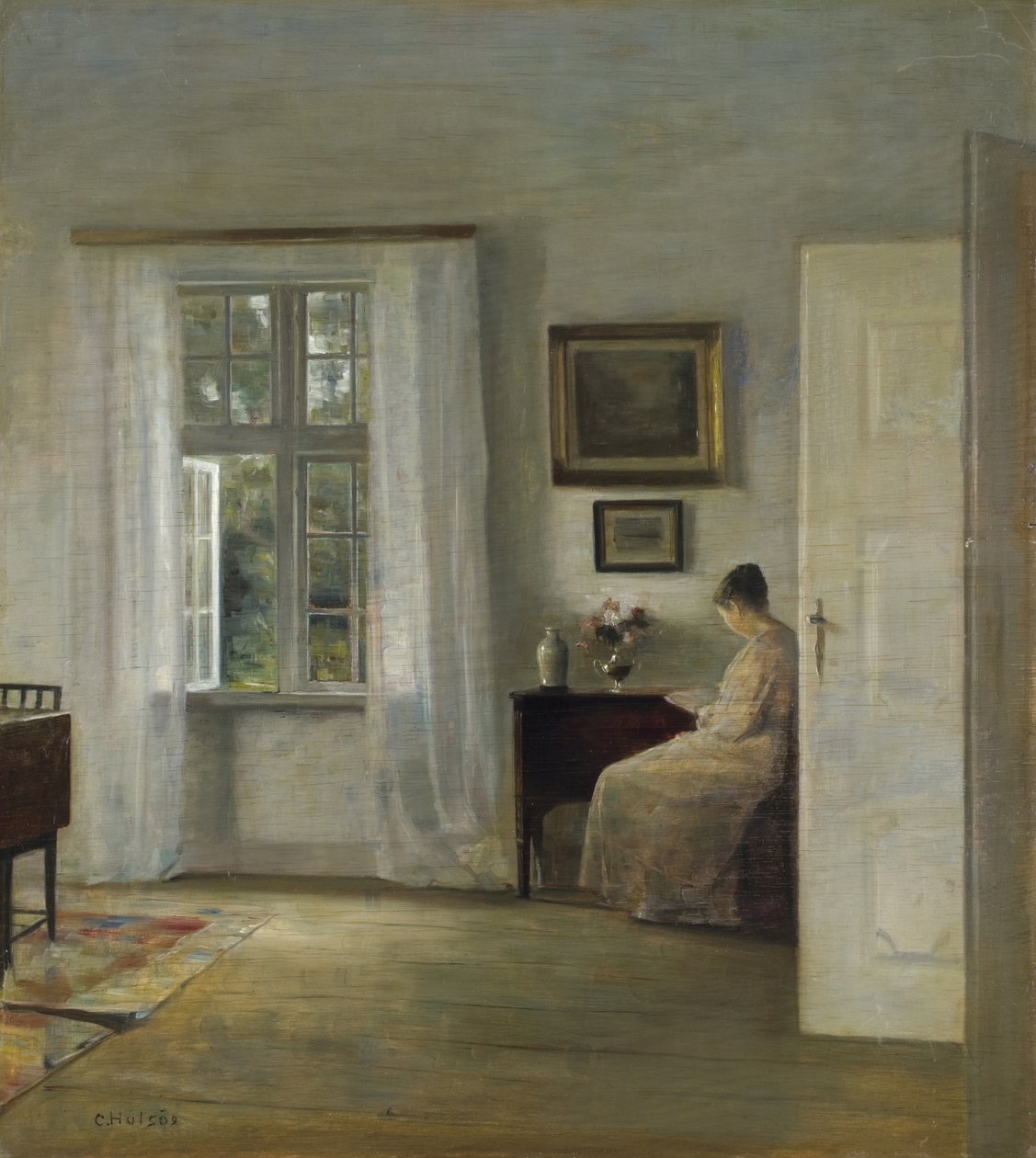 The Reader par Holsoe, Carl (1863-1935), - 木に油彩, 70x62,5 - 個人蔵 作： カール・ホルソー