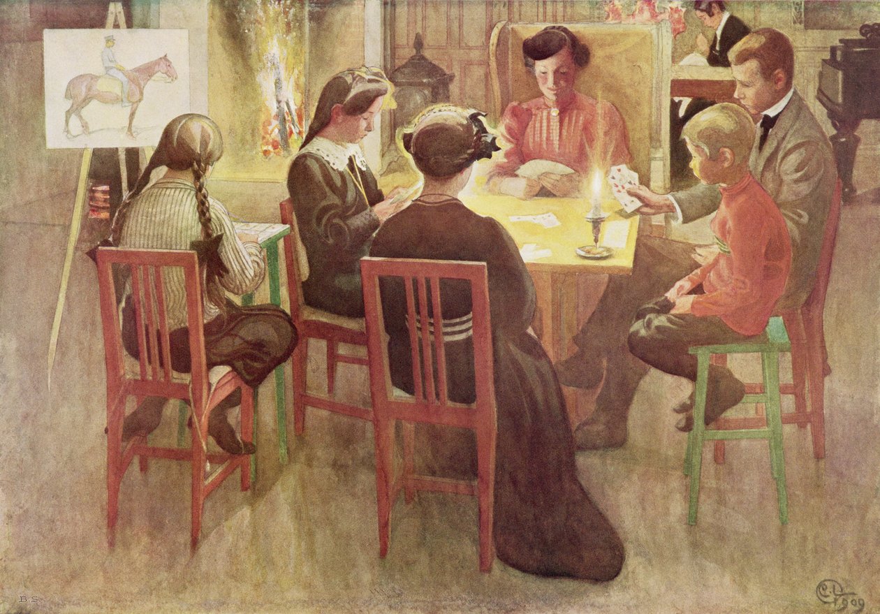 クリスマス休暇、パブ。 「Lasst Licht Hinin」（「Let in More Light」）、1909 作： カール・ラーソン