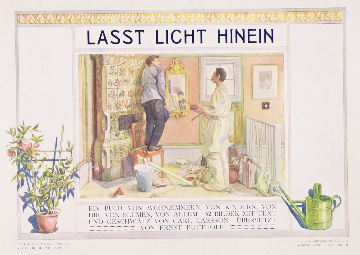 「Lasst Licht Hinin」（「Let in More Light」）の口絵、1909 作： カール・ラーソン