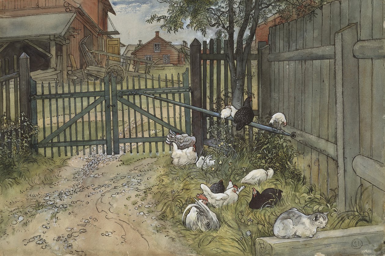 The Home、A Homeシリーズ、c.1895（紙のトイレ） 作： カール・ラーソン