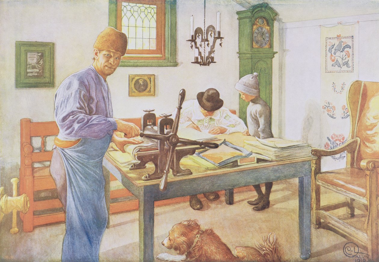 印刷室、パブ。 「Lasst Licht Hinin」（「Let in More Light」）、1910年 作： カール・ラーソン