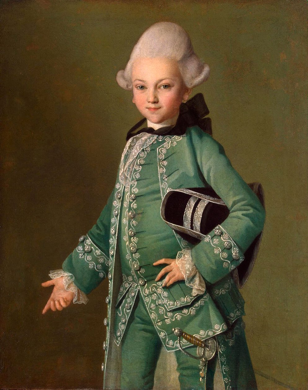 子供の頃のアレクセイ ボブリンスキー伯爵の肖像、1769 年。 作： カール・ルートヴィヒ・ヨハン・クリスティネック