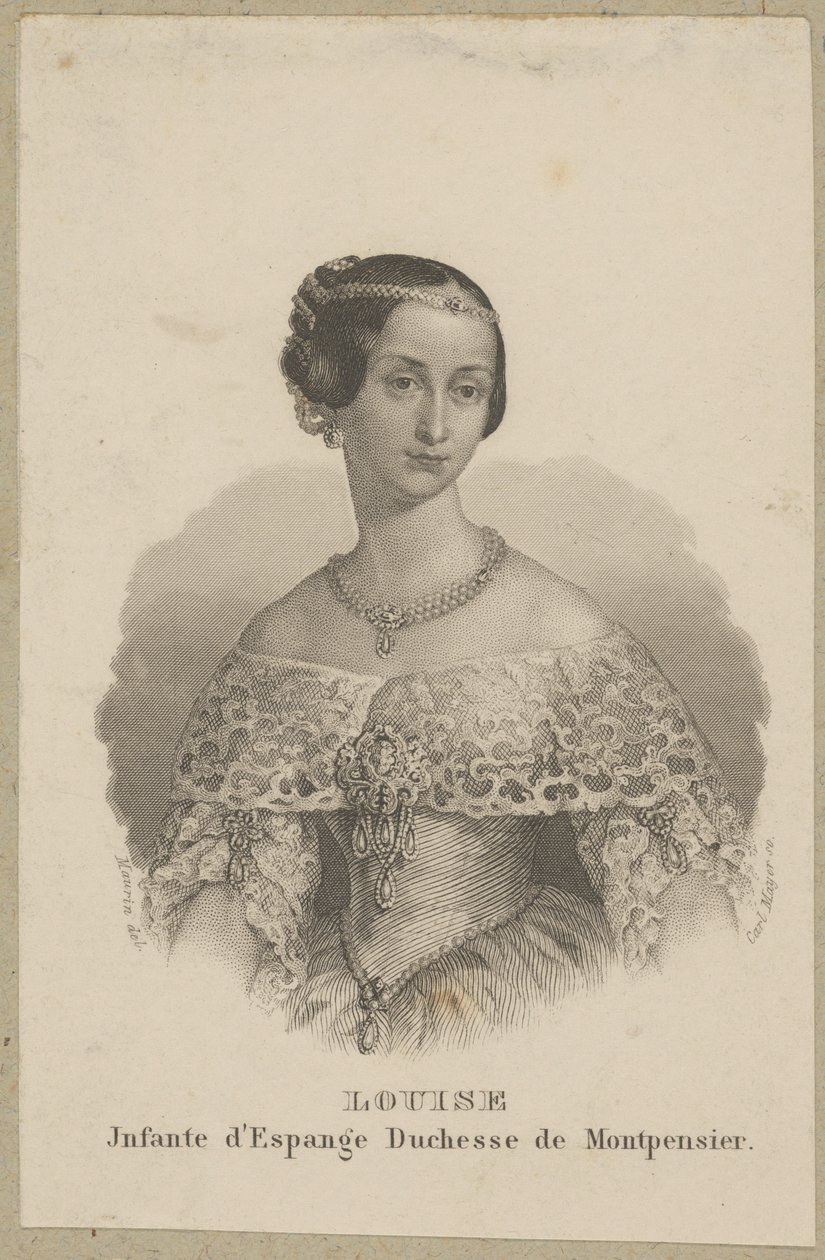 スペインのマリア・ルドヴィカ・フェルディナンダ（本名マリア・ルイサ・フェルナンダ・デ・ボルボン、1832年マドリード - 1897年セビリア）- スペイン王女、モンパンシエ公爵夫人 作： カール・メイヤー