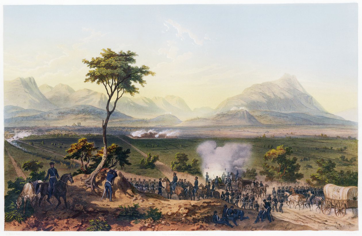 米国とメキシコの間の戦争、パブからのモントレーのキャプチャ。 1851年（カラーリトグラフ） 作： カール・ネーベル