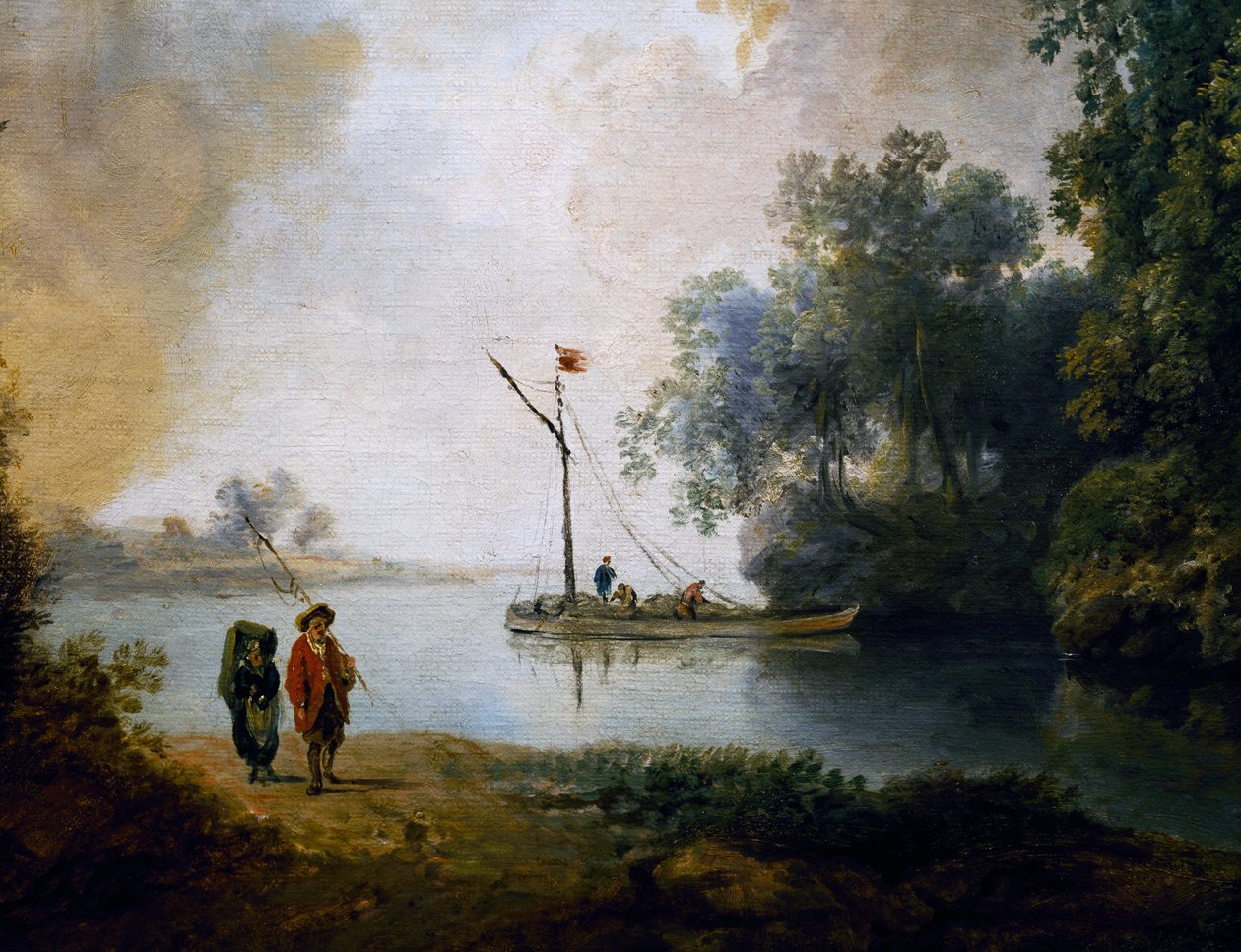 川のある風景」1780年頃 カール・フィリップ・シャルハス（1767-1797）作 詳細 ハンガリー 作： カールフィリップシャルハス