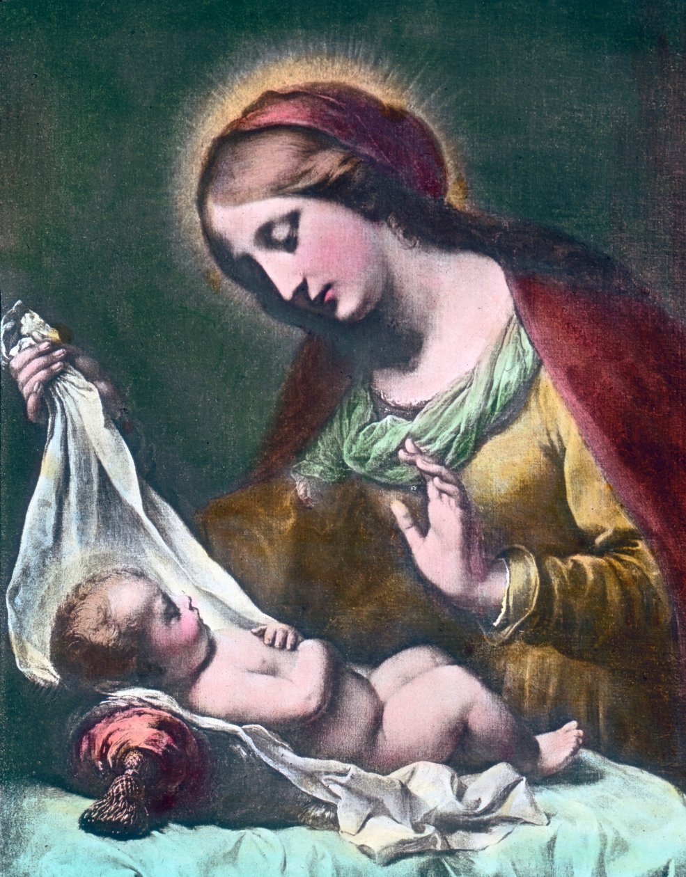 聖母子。イタリア・バロックの画家カルロ・ドルチ（1616 - 1686）による絵画（年代未詳）。画像の日付：1900年頃。カール・サイモン・アーカイブ 作： カール・サイモン