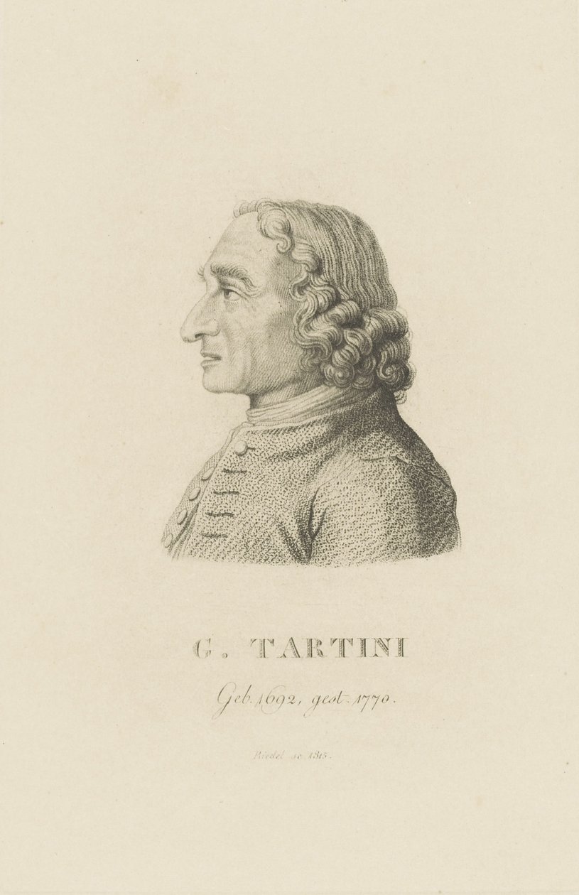 ヴァイオリン奏者で作曲家のジュゼッペ・タルティーニの肖像 1692-1770 , 1815. 作： カール・トラウゴット・リーデル